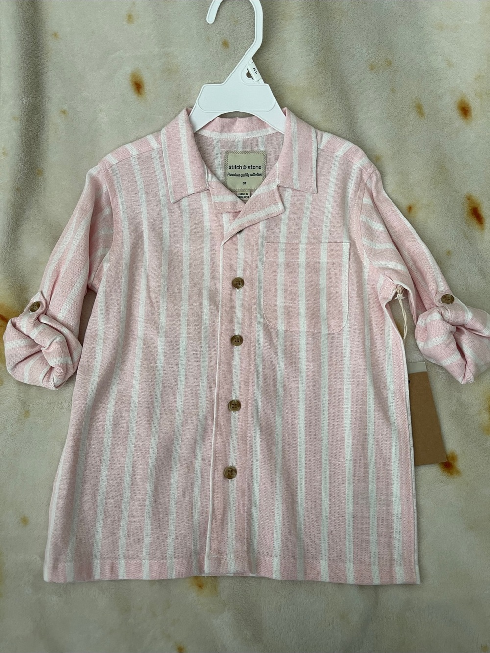 Stitch & Stone Pink & White Striped Button Shirt